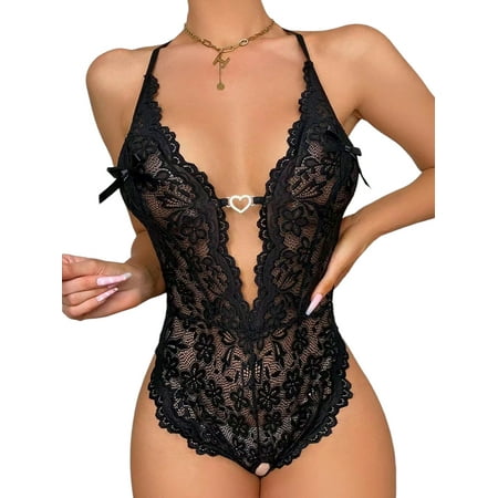 OQC Crotchless Lingerie For Women Naughty Lace Onesies Teddy Babydoll