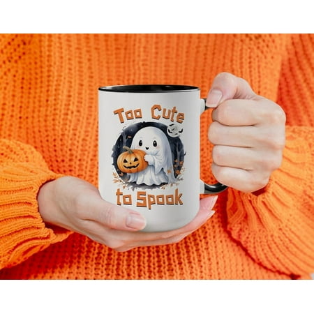 

11oz Cute ghost mug spooky cool mug funny ghost gift play on words spooky season ceramic coffee cup Too Cute To Spook