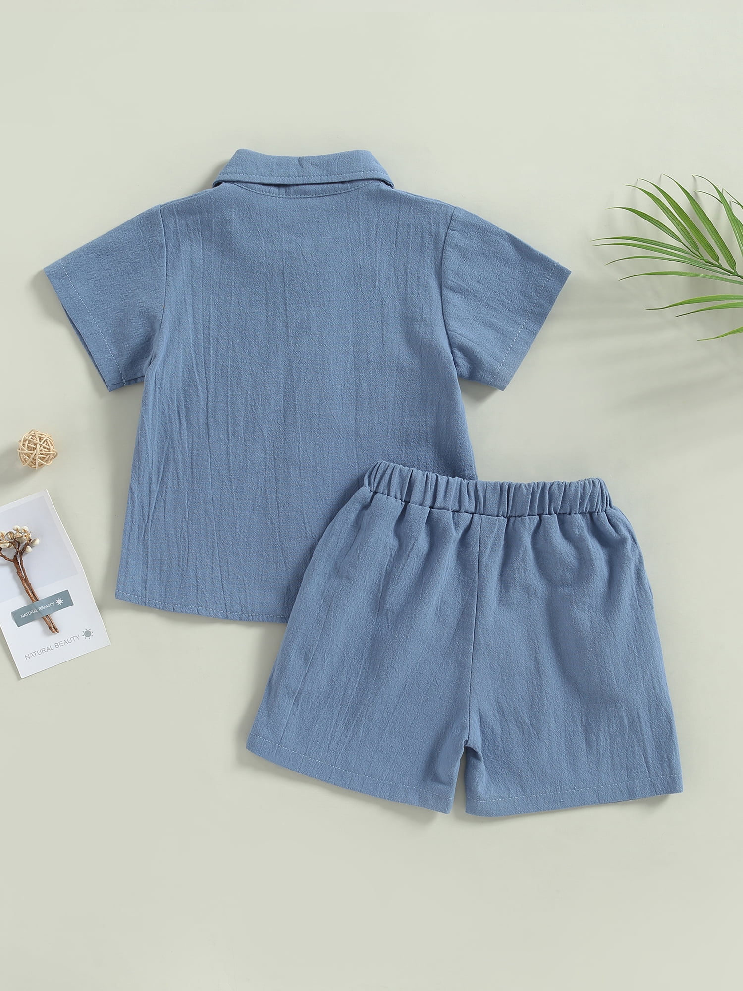 2-piece Toddler Girl/Boy White Long-sleeve Tee Pocket Button Design Solid Overalls Set