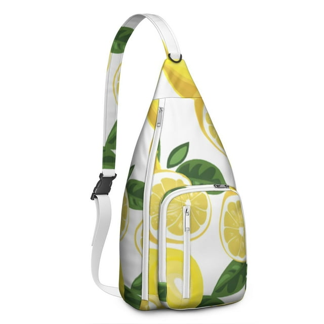 Sunny Lemons Sling Backpack - Cheerful Fruit Design Crossbody Shoulder Bag, Lightweight Hiking Pack