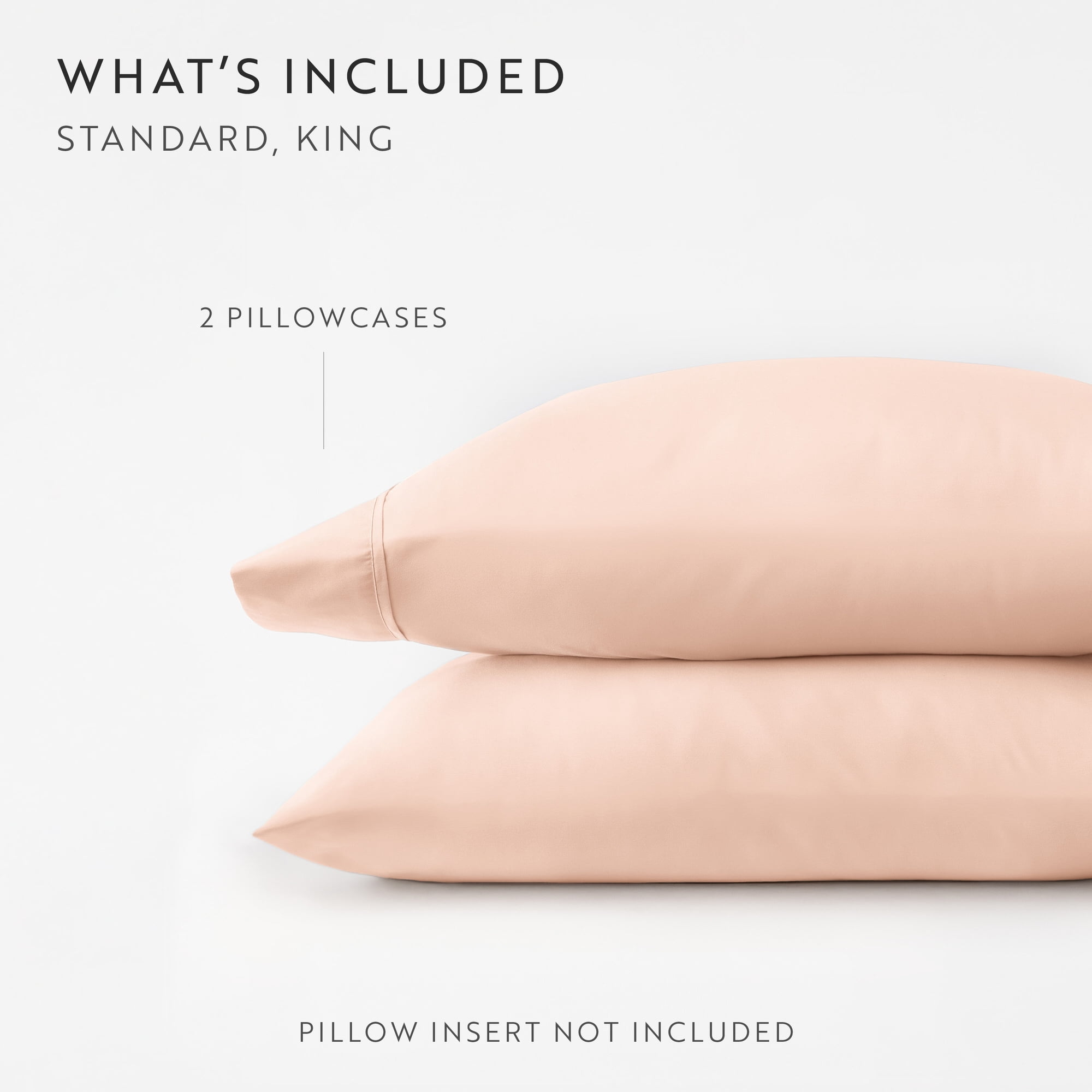 Noble Linens 2 Piece Pillow Case Set, Blush, Standard/Queen