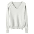 thumbnail image 4 of TANGNADE Women Outerwear Sweatshirt Light Sweaters for Women Long Sleeve Crew Neck Lightweight Soft Knitted Pullover Knitted Blouse Solid Color Womens Sweater White L, 4 of 6