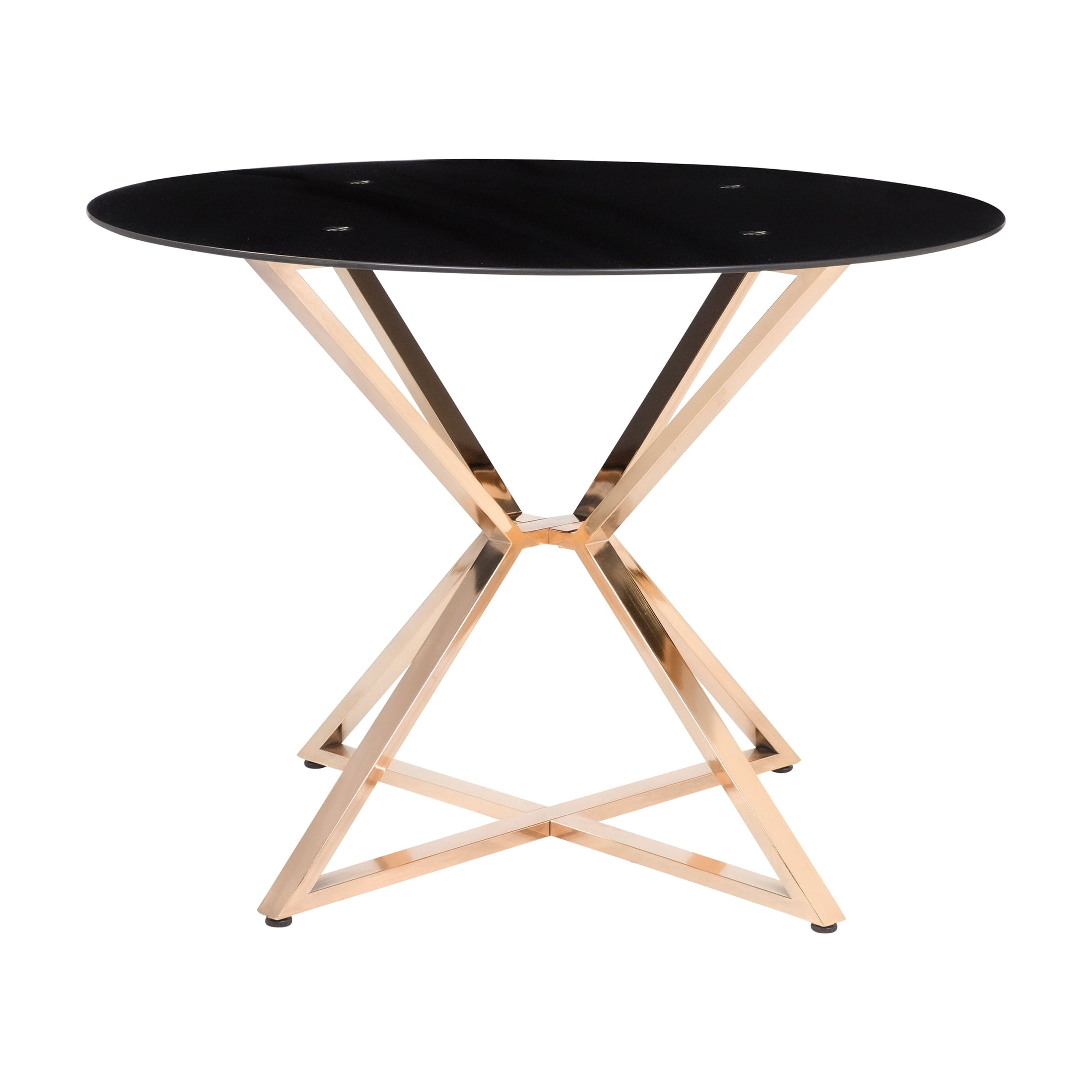 Furniture of America Poh Contemporary Glass Top Dining Table, Gold