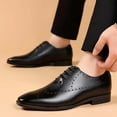 thumbnail image 2 of Xfvqtps Mens Dress Shoes British Style Hollow Out Pointy Toe Lace up Fashion Classic Formal Business Casual Comfy Leather Shoes Black, 2 of 9