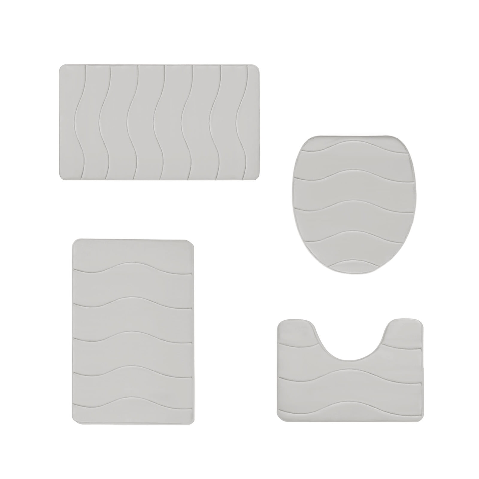 VOTRUDI Bathroom Rugs Clearance,Beige No Slip Memory Foam Bathroom Rugs and Mats Washable Set of 4,Bath Rugs and Mats for Bathroom Floor
