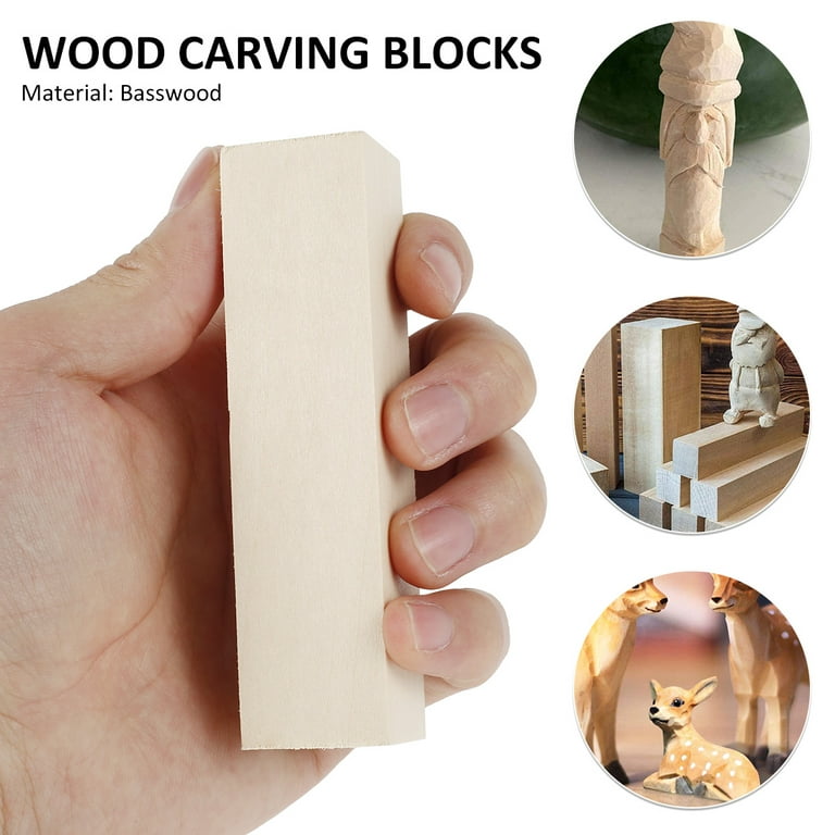Basswood Carving Blocks 4 x 2 x 2 Inch,Large Whittling Wood Carving Blocks  Kit for
