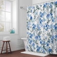 thumbnail image 6 of Blue Wildflowers Shower Curtain for Bathroom Decor, Spring Watercolor Blue Floral Leaf Plant Waterproof Fabric Shower Curtain, 48"x72" Set with 12 Hooks, 6 of 9