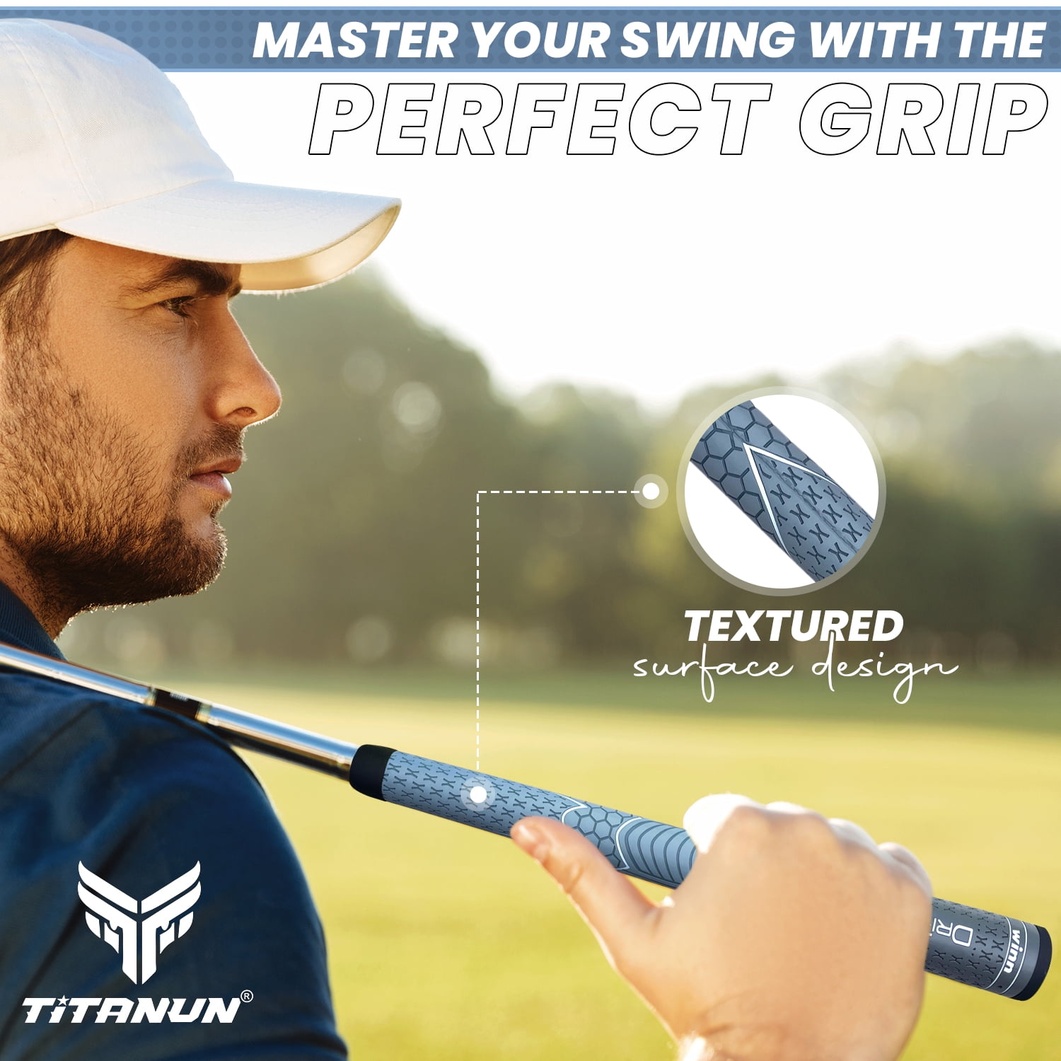 TITANUN DRI-TAC OVERSIZE by Winn- LATEST SERIES 13 Pieces DarkGrey/SilverGrey Golf Grip - Non-Slip & Cushioned Comfort - Incredible Comfort & Moisture-Wicking - Shock Absorption
