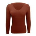 thumbnail image 7 of Fiaer Womens V Neck Sweaters Slim Fit Long Sleeve Solid Color Casual Trendy Comfortable Breathable Knit Tops Orange L, 7 of 7