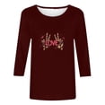 thumbnail image 4 of Valentines Day 3/4 Sleeve Tops for Women Plus Size Casual Round Neck Fashion Printed Graphic Comfortable Tunic T-Shirt (M, Wine), 4 of 5