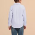 thumbnail image 3 of Grblisyd Boys Long Sleeve Dress Shirts Classic Collared Button Down Shirt Fashion Uniform Shirts Back to School Clothes, 3 of 4