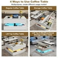 thumbnail image 6 of Blotout 35" Lift Top Coffee Table with Flip Lid Storage, LED Square Coffee Table with Charging Ports, 2-Tier Wood Center Table with Open Storage Shelf for Living Room Home Office, 6 of 11