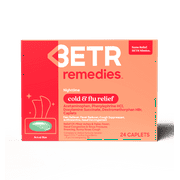 BETR Remedies Nighttime Cold & Flu Relief, Headache, Fever Reducer, Multi-Symptom, 24 Tablet