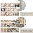 thumbnail image 3 of Coward Stackable Jewelry Trays Organizer Set with Clear Lid, Trays for Drawer, Earring Necklace Bracelet Ring Display Organizer (beige(ring+12girds+30girds+The glass lid)), 3 of 6