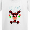 thumbnail image 4 of Inktastic Cute Flannel Reindeer with Christmas Bulbs and Snowflakes Youth T-Shirt, 4 of 5