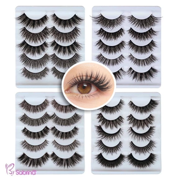 20 Pairs False Eyelashes Kit Volume Wispy Lashes Soft Lightweight Natural Look, Reusable Handmade Fluffy Lashes for Women Girls