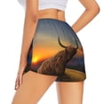 thumbnail image 4 of Picia Yak Pattern Women's 2 in 1 Athletic Running Shorts High Waisted Workout Casual Gym Sweat Shorts with Comfy Liner Zipper Pockets-Medium, 4 of 9
