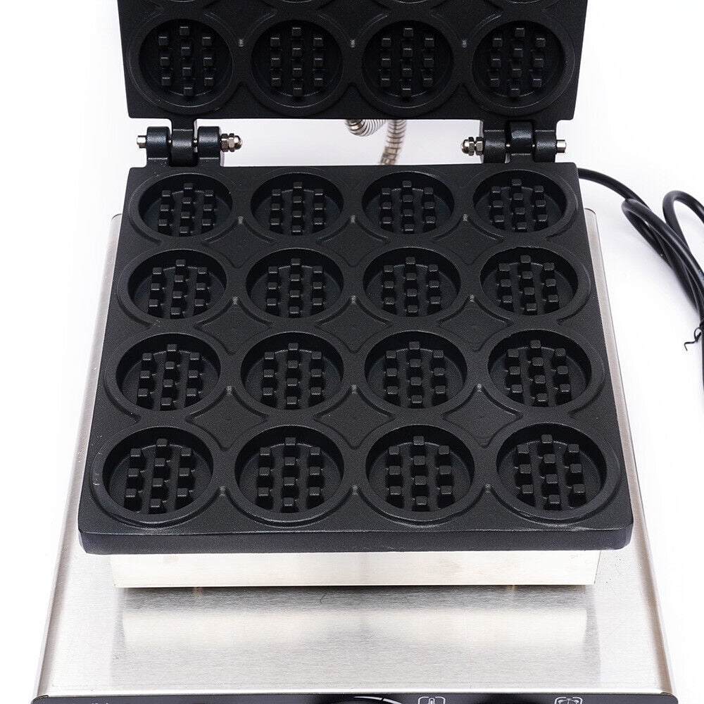 Miumaeov 16-Grid Electric Mini Round Waffle Maker Commercial Non-stick Waffle Baker Machine Time & Temperature Control 1750W 110V