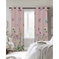 thumbnail image 4 of Flower Pink Blackout Curtains for Bedroom Living Room Darkening Curtains 84 Inch Length 2 Panels Set Blue Pink Daisy Wildflower Floral Botanical Window Curtain Window Treatment Grommet Drapes 52"x84", 4 of 9