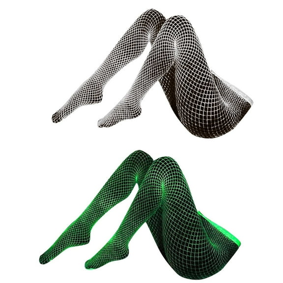 Ovbmpzd Women's Ripped Tights Green Shiny Fishnet Pantyhose Fluorescence Shimmer Funky Leggings Tights for Women
