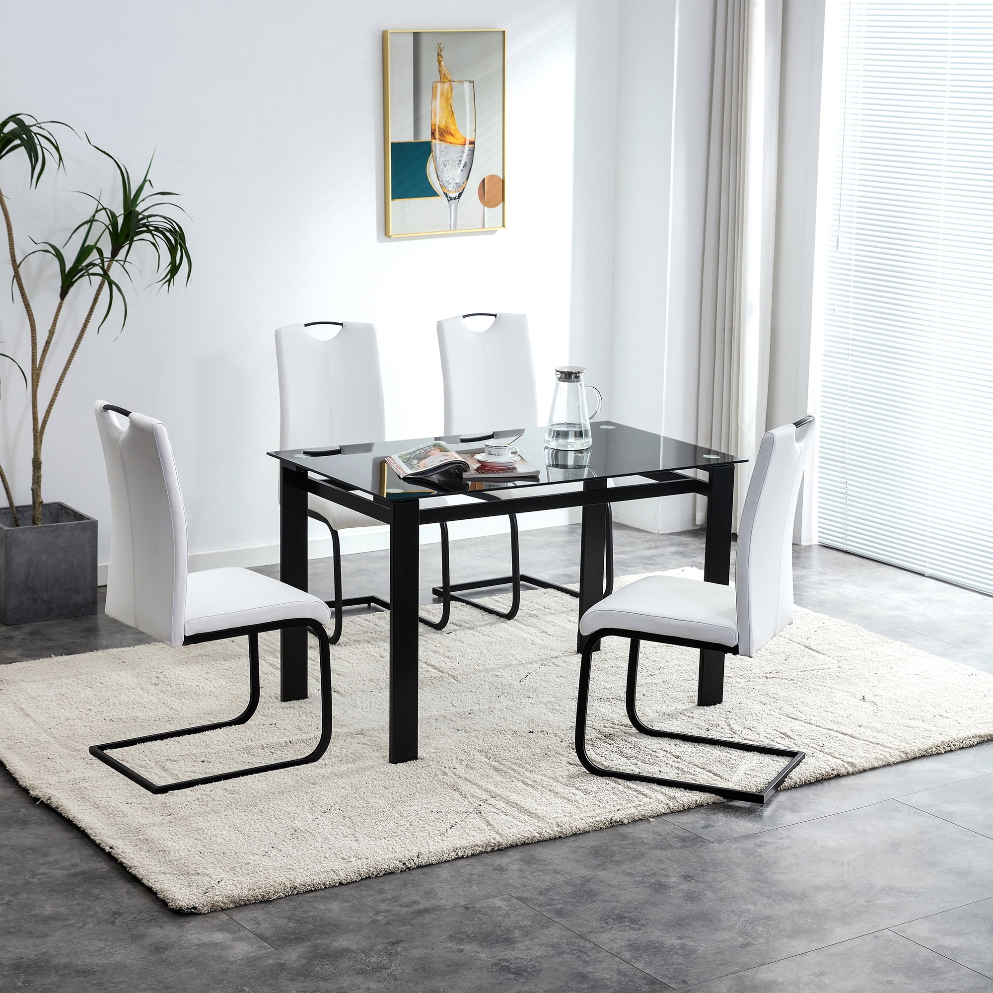 Kepooman White PU Leather Dining Chair, Armless Classic Leisure Chair with Metal Leg, Set of 2 Kepooman White PU Leather Dining Chair, Armless Classic Leisure Chair with Metal Leg, Set of 2