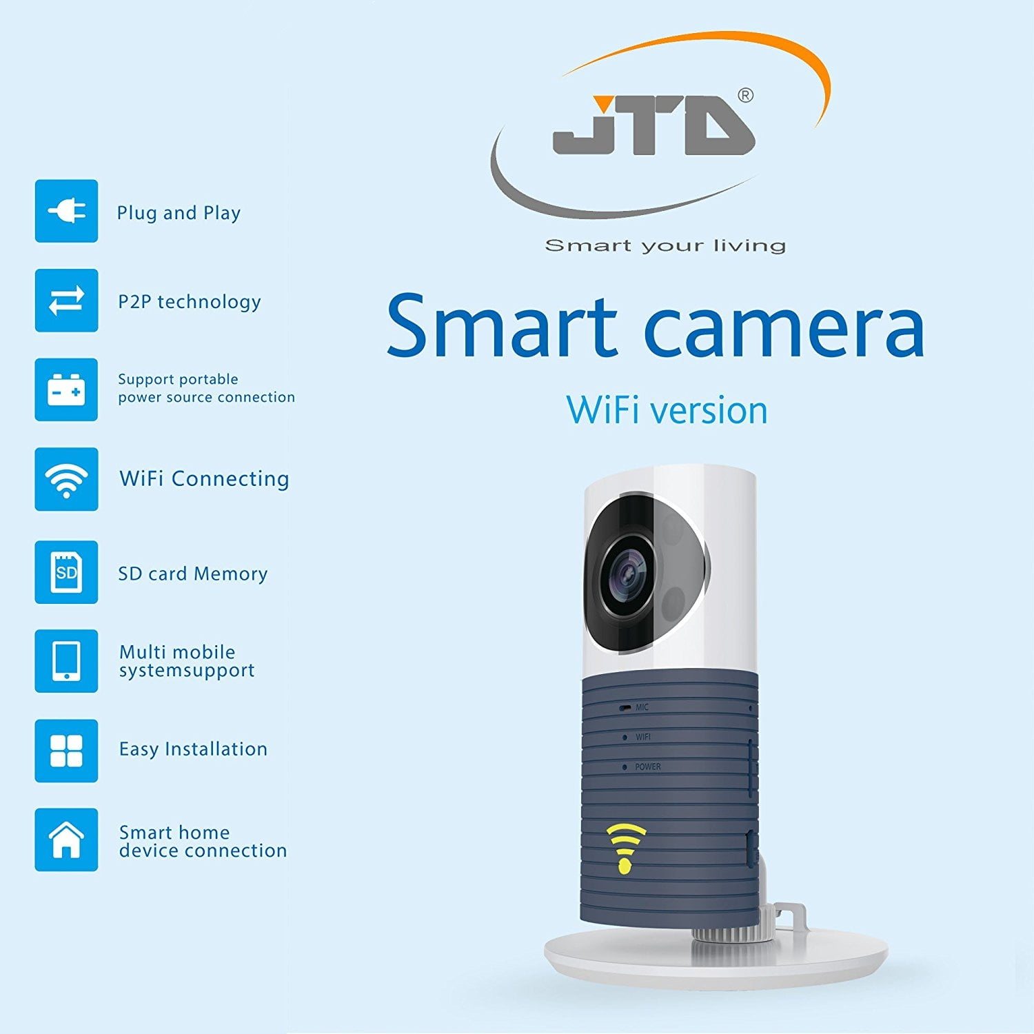 JTD Smart Wireless IP WiFi DVR Security Surveillance Camera with Motion Detector Two-way Audio & Night Vision Best Security Camera Baby Monitor for your Baby,Home, Pet or Business (Space Grey)