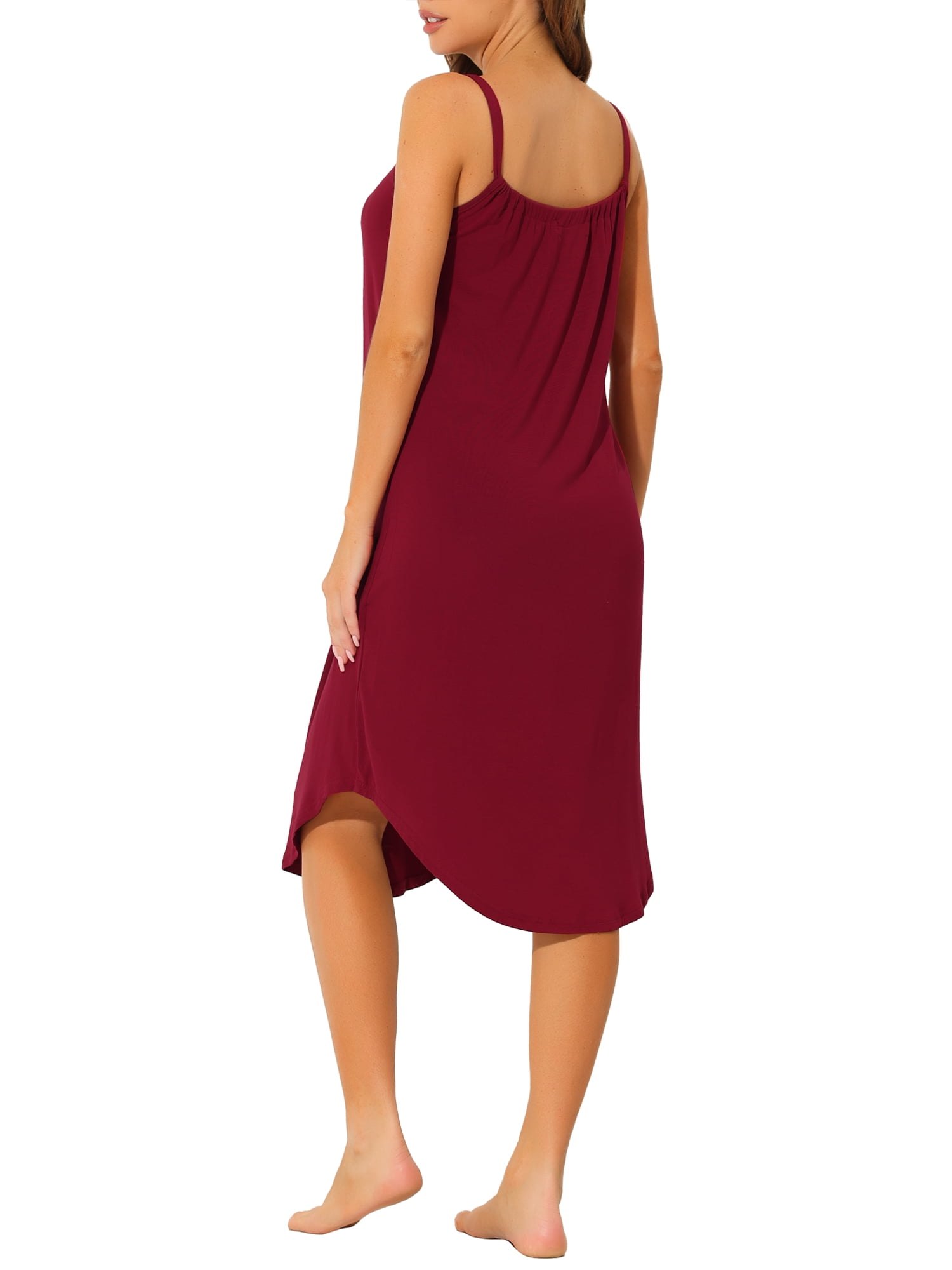 Unique Bargains Women's Pajama V Neck Soft Sexy Nightdress Stretchy Lounge Cami Dress