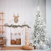 Fraser Hill Farm 7.5-Ft Flocked Mountain Pine Artificial Christmas Tree, FFMP075-0SN