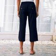 thumbnail image 5 of ABATAB Cotton Linen Pants for Women Wide Leg Lounge Cropped Trousers Drawstring Summer Beach Capri Trousers Outfits, 5 of 6