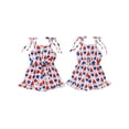 thumbnail image 2 of Raccmtaty Little Girl Summer Romper Casual 4th of July Sleeveless Shorts Jumpsuit with Belt for Newborn Toddler Cute Clothes, 2 of 8