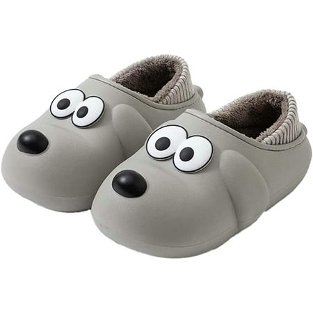 

PIKADINGNIS Cute Dog Animal Warm Soft House Slippers for Women Men Fluffy Fur Lining Indoor Outdoor Fashion Shoes Non-slip Home Slippers