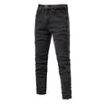 thumbnail image 5 of Spring and Autumn New Men's Denim Washed Trendy Casual Micro-Elastic Straight Pants-White-34, 5 of 8