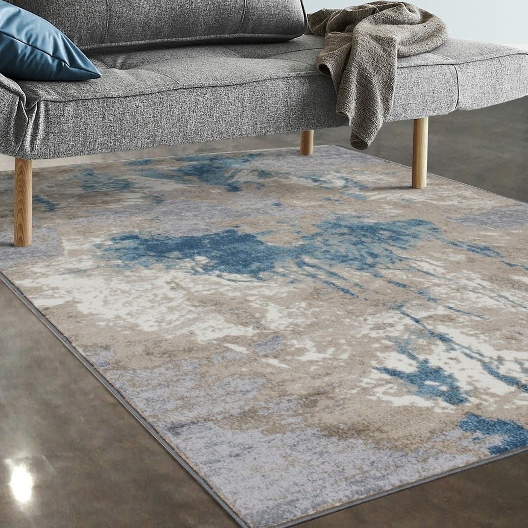 Allstar Rugs Beige and Ivory Abstract Rectangular Area Rug with