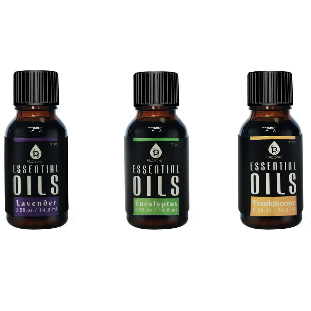 Pursonic Aroma Therapy 3 Pack Essential Oils, Eucalyptus, Lavender and