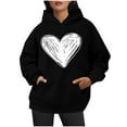thumbnail image 7 of Oalirro Drawstring Hoodies for Women Causal Winter Long Sleeve Cute Heart Sweatshirt Valentine's Day Top for Spring, Black, 7 of 7
