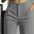 thumbnail image 6 of Ohufall Trendy Womens Pant Solid Color High Waist Wide Leg Pants Button Zipper Pocket Daily Outfits, 6 of 6
