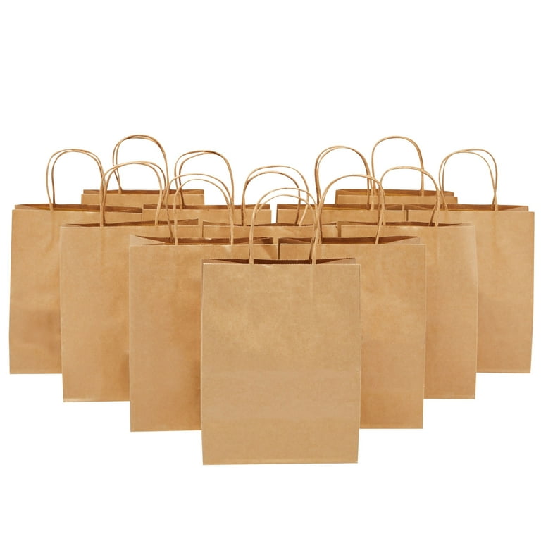 Kraft Handle Bags, Orange - 10 pack