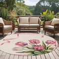 thumbnail image 4 of Round Area Rug 6 Ft, Pink Tulip Washable Non-Slip Circle Carpet for Living Room/Bedroom, Spring Floral Romantic Flowers Modern Art Rustic Low-Profile Indoor Mats Collection Rugs for Residential, 4 of 8