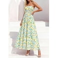 thumbnail image 5 of PRETTYGARDEN Women Strapless Maxi Dress Summer Floral Tube Top Ruched Beach Spring Wedding Guest Long Dresses, 5 of 10