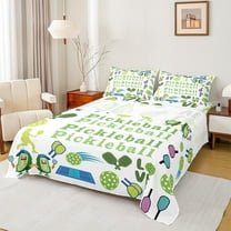 Manfei Pickleball Sheet Set Twin,Sport Theme Bedding Sets Twin Size,Green Bitter Melon Twin Sheet Sets For Girls Boys,Super Cozy Room Decor,3 Pieces