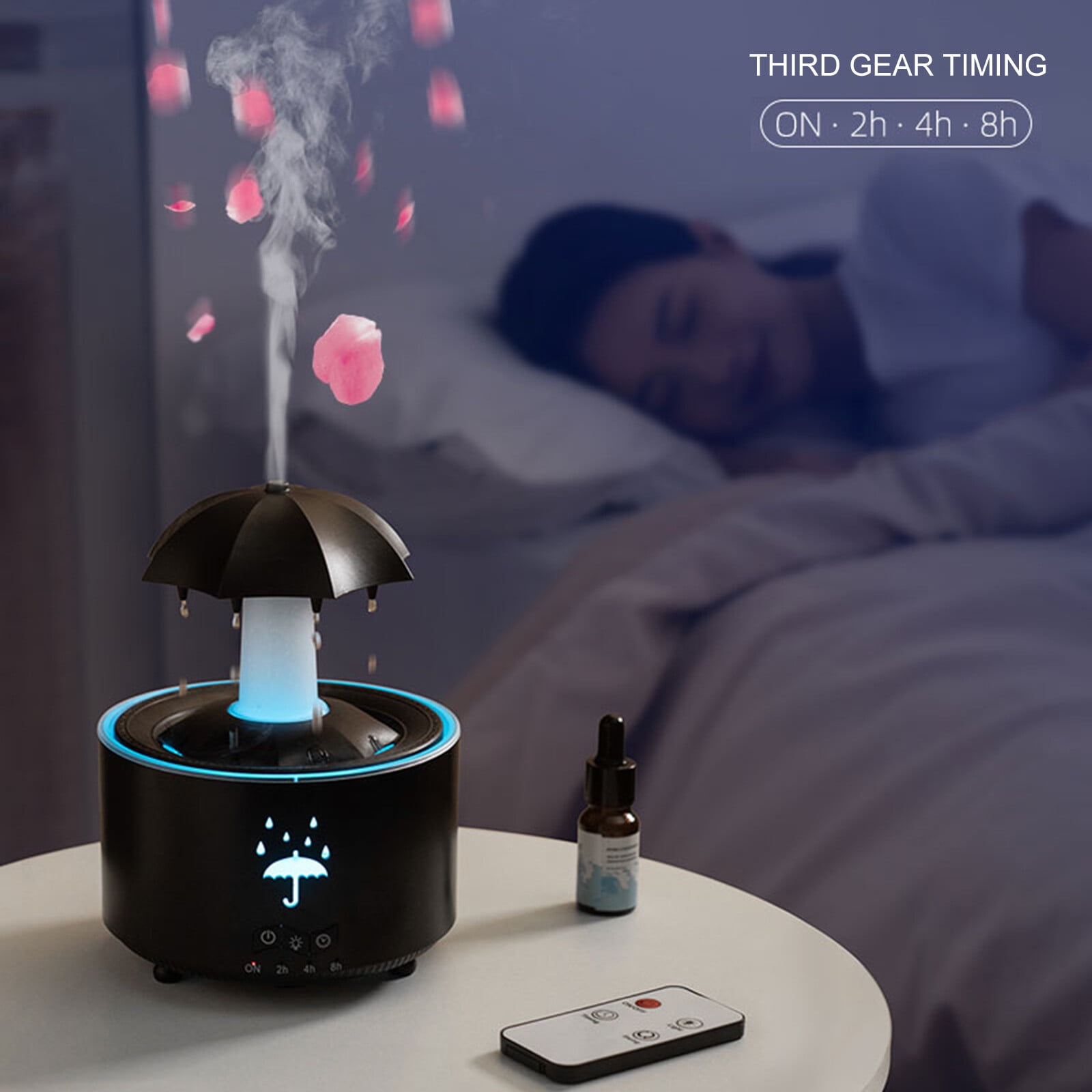 Eurhowing 350ML Cool Mist Humidifier for Bedroom & Baby Room, 3-IN-1 Essential Oil Diffuser, Remote Control Air Vaporizer 7-Color Light, Auto Shut-Off, Ultra Quiet, Black