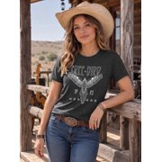 KimSoong Woman Vintage Rock Band T-Shirt Retro Bird Shirt Eagle Graphic Tees Retro Music Shirt Casual Short Sleeve Tops,Gray