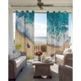 thumbnail image 4 of Beach Coastal Blackout Curtains, Light Blocking Print Window Curtains, Aqua Summer Nautical Seaside Starfish Thermal Insulated Window Drapes for Living Room Kitchen Cafe 2 Panels, 55"W x 39"L, 4 of 9