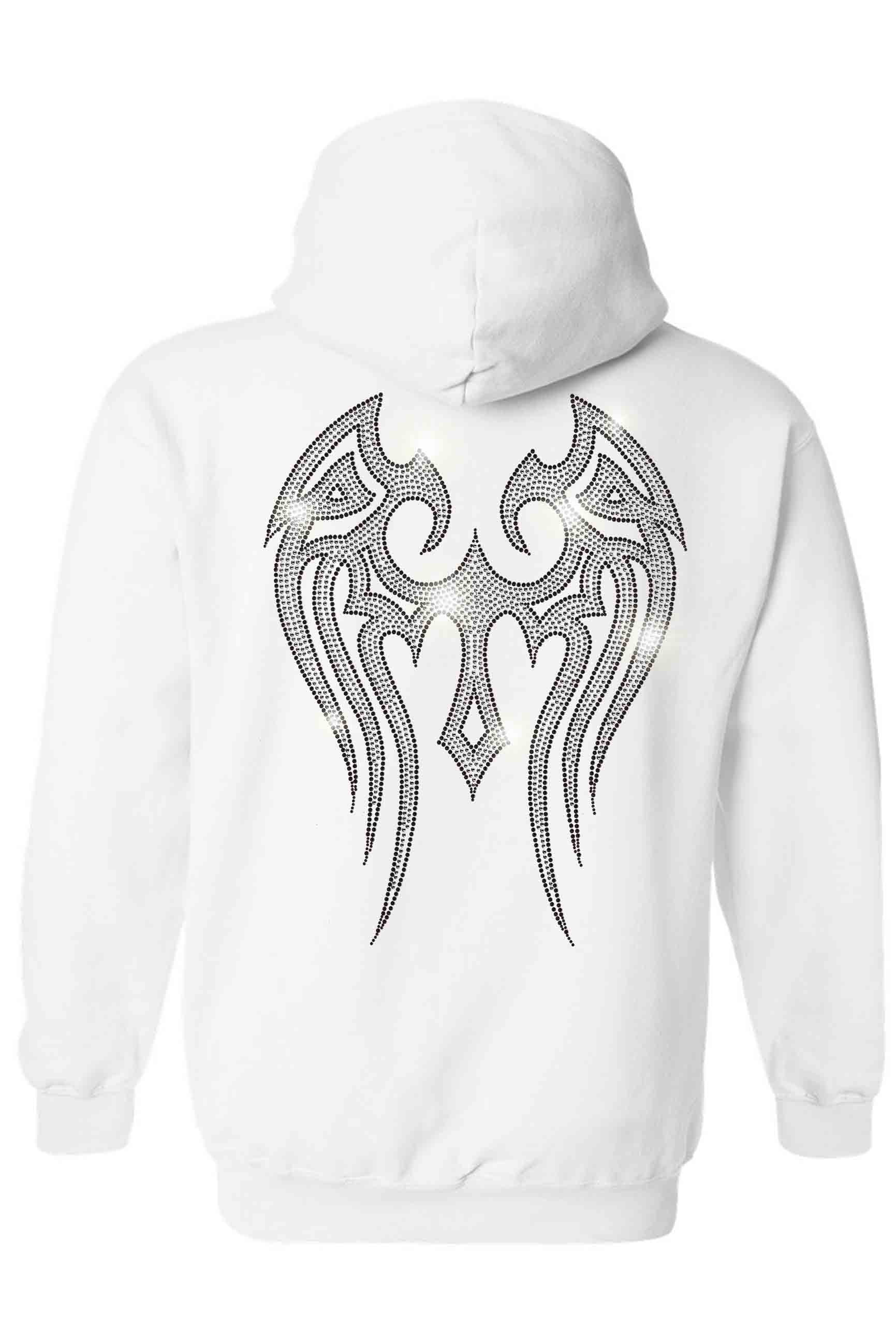 angel wing hoodies with rhinestones