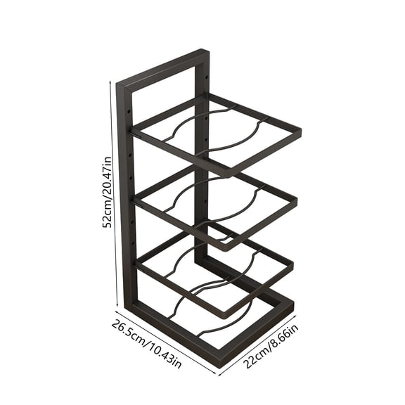 Adjustable 4 Tier Black Carbon Steel Pot Rack Space Saving Kitchen Organizer With Multi Shelved Storage Under Sink Organizer Easy To Assembles