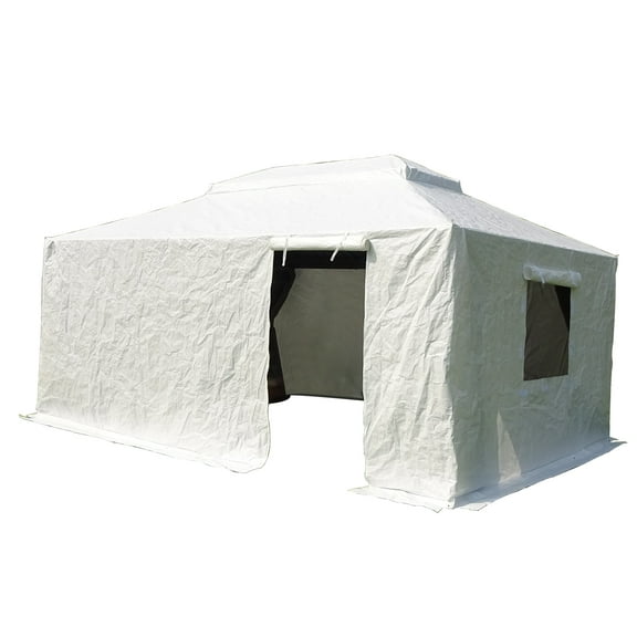 CoSoTower 12'X14' Gazebo Cover for Hardtop Gazebos, Outdoor Universal Winter Gazebo Cover with Sidewalls and Mesh Windows, All Season Waterproof Enclosed Gazebo Cover, White