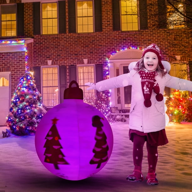 23" Inflatable Christmas Ball PVC Inflatable Decorated Ball Large Holiday Inflatables Outdoor Decorations Xmas Blow up Yard Decor Giant Ornaments for Year Festive Christmas Themed Party Decor