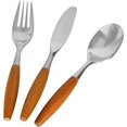 thumbnail image 2 of Flatware Silverware Cutlery Set, Stainless Steel, Teak Wood Dining Utensils, Eating Dinnerware, 2 of 10