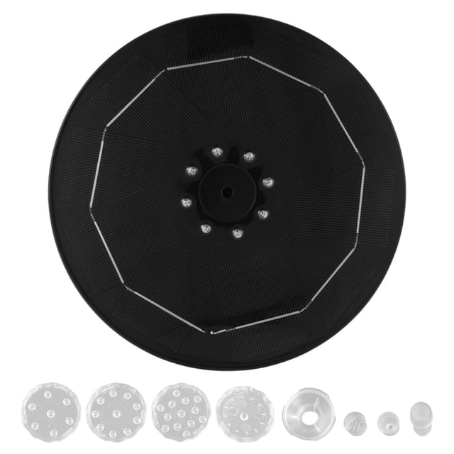 Bomba de fuente solar LED de 21,5 cm con batería de 5000 mAh, 6,5 W, 6 boquillas, para baño de pájaros, jardín, ciclismo acuático