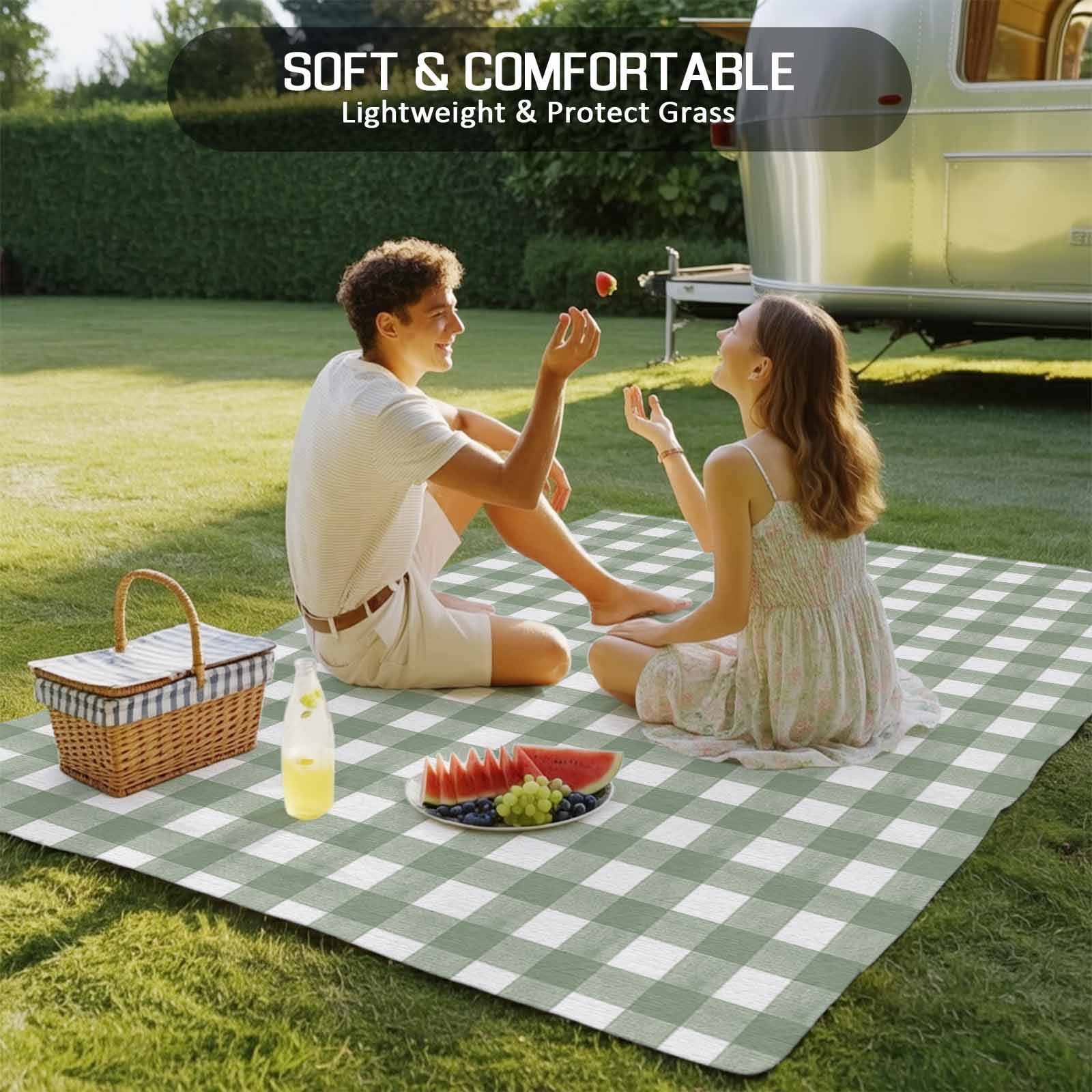 Outdoor Rug 6x9 ft Rustic Checkered Plaid Waterproof Outdoor Patio Rug Mat Non Slip Outside Area Rugs Carpet for RV,Camping,Porch,Deck,Pool,Balconybackyard,Sage Green